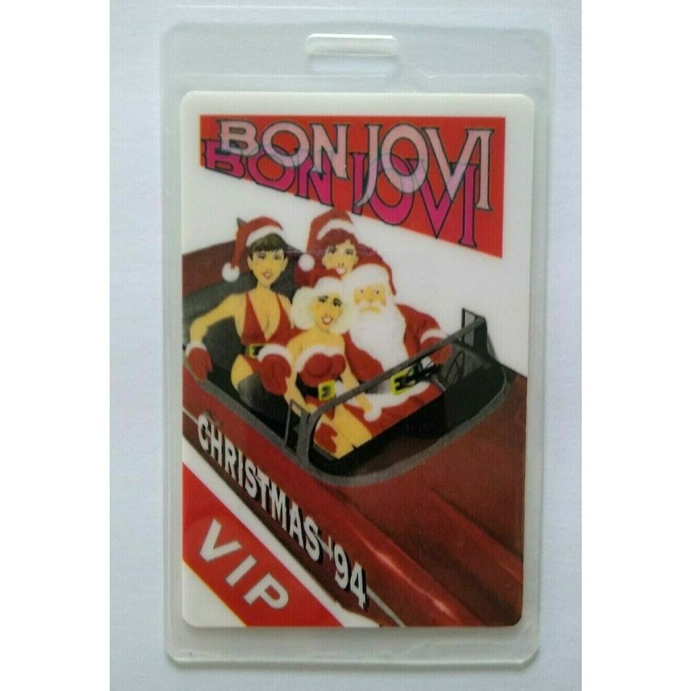 Bon Jovi Backstage Pass VIP Original Christmas 1994 Concert Tour Santa Artwork